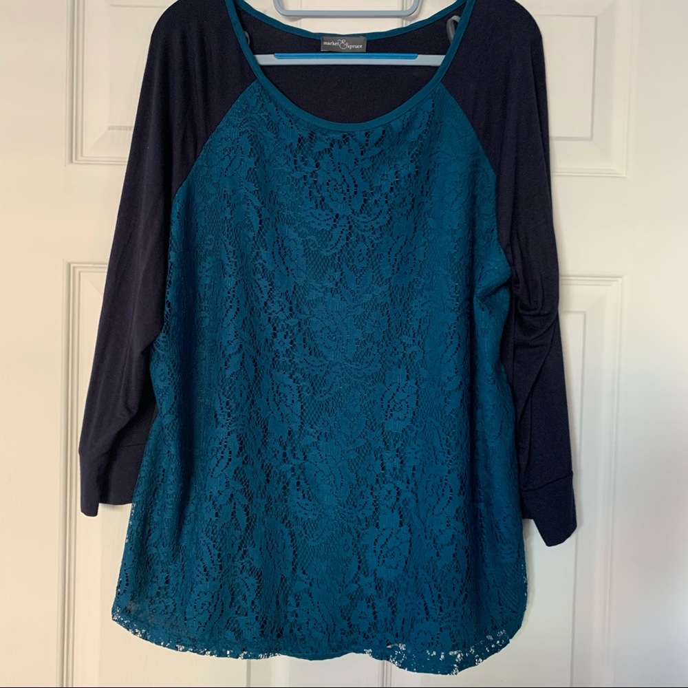 Market & spruce blue lace top